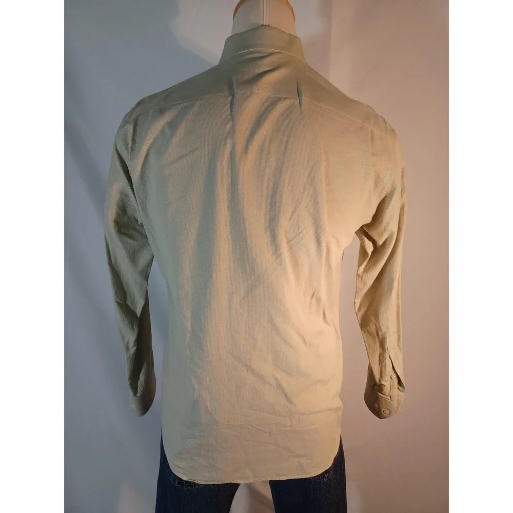 Donna Karan New York Shirt Mens 16‎ 34/35 Beige Stripe Classic Fit Dress Cotton